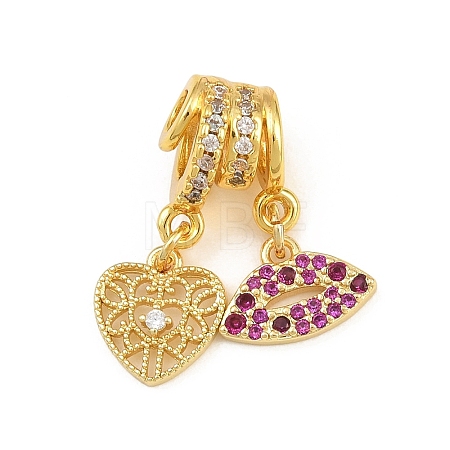 Brass Micro Pave Purple Cubic Zirconia Pendants CU-CBAD306-10G-1