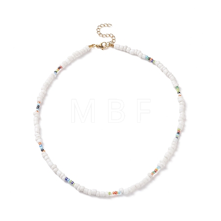 Glass Seed Beaded Necklace for Women NJEW-JN03933-1