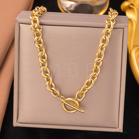 304 Stainless Steel Chunky Cable Chain Necklaces for Women NJEW-Z072-02G-1