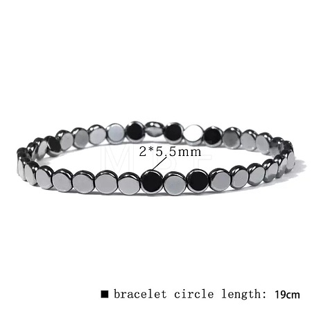 Synthetic Non-magnetic Hematite Beads Stretch Bracelets for Men LS-RL7655-13-1