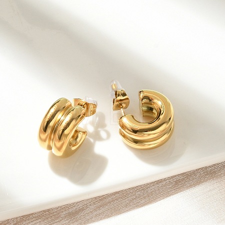 304 Stainless Steel Stud Earrings EJEW-U051-02G-1