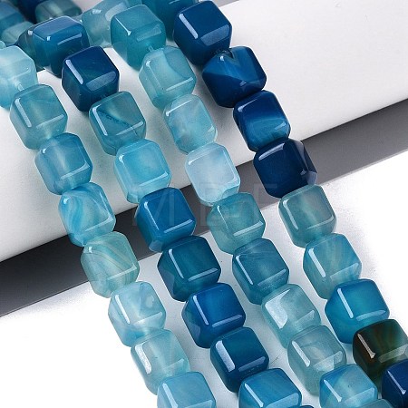 Natural Blue Agate Beads Strands G-Q608-10C-1