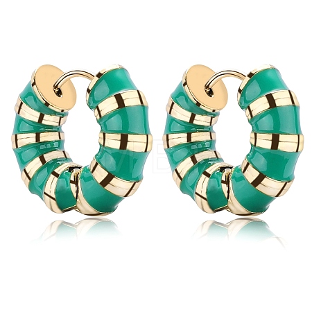 Enamel Striped Thick Hoop Earrings JE1110C-1