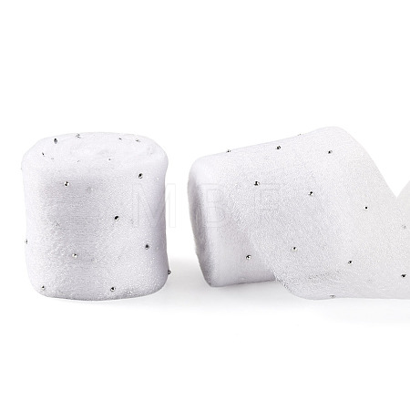 2Rolls Polyester Hot-fix Rhinestone Raw Edges Ribbon OCOR-TA0003-95H-1