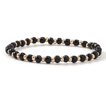 Plastic & Brass Beaded Stretch Bracelet for Women JP1152-3-1