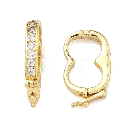 Oval Brass Micro Pave Clear Cubic Zirconia Twister Clasps KK-B170-18G-1