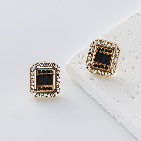 304 Stainless Steel Rhinestone Stud Earrings for Women DD3095-2-1