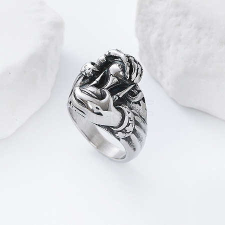 Vintage Punk 304 Stainless Steel Finger Rings YJ4863-1-1