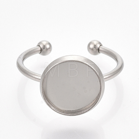 Tarnish Resistant 201 Stainless Steel Cuff Finger Rings Components STAS-T047-19A-1