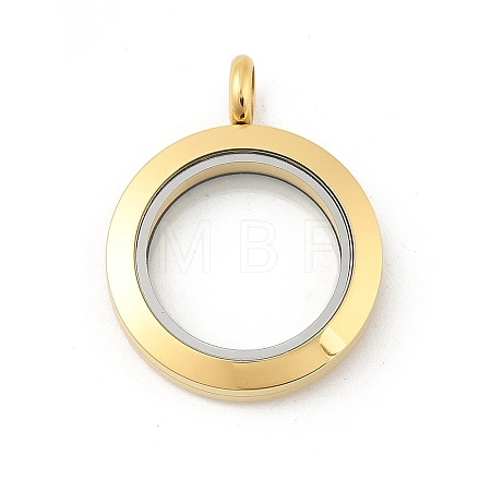 304 Stainless Steel Floating Locket Pendants STAS-E443-41G-03-1