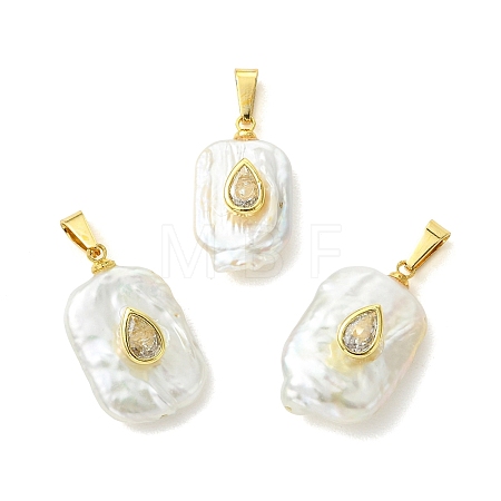 Natural Baroque Pearl Keshi Pearl Pendants PALLOY-JF05948-1