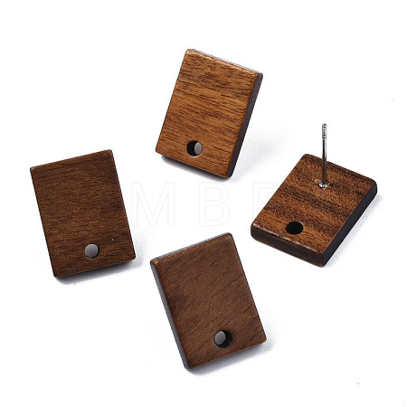 Walnut Wood Stud Earring Findings MAK-N032-018-1