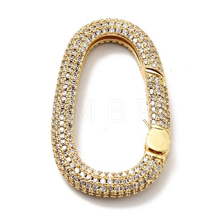Brass Micro Pave Clear Cubic Zirconia Spring Gate Rings KK-G414-02G-1