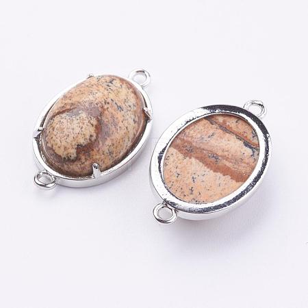Brass Natural Picture Jasper Links connectors G-E398-04N-1