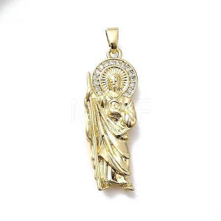 Brass Micro Pave Cubic Zirconia Pendants KK-P336-01H-G-1