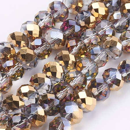 Electroplate Glass Faceted Rondelle Beads Strands EGLA-D020-10x8mm-14-1