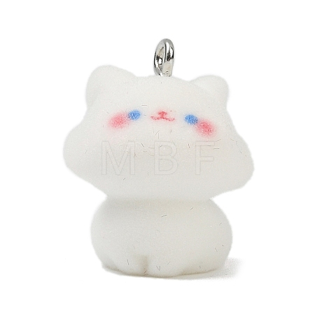 Animal Theme Flocky Opaque Resin Pendants RESI-H042-01P-06-1