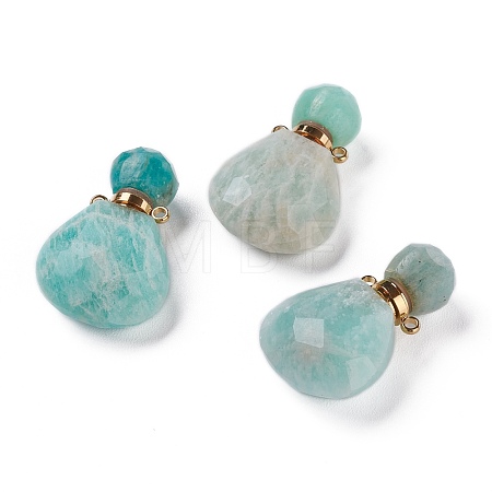 Teardrop Natural Amazonite Perfume Bottle Pendants G-H241-02A-G-1