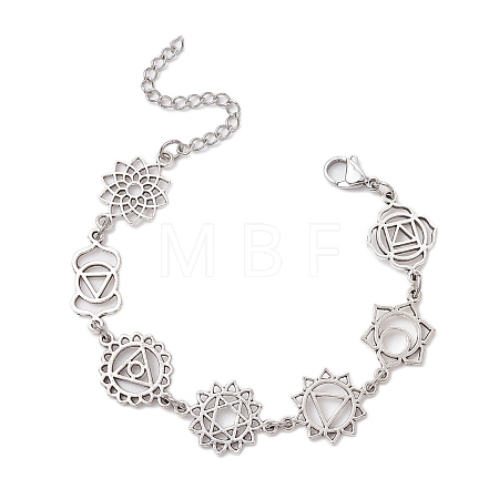 Chakra Theme Alloy Charm Bracelets BJEW-JB11096-1