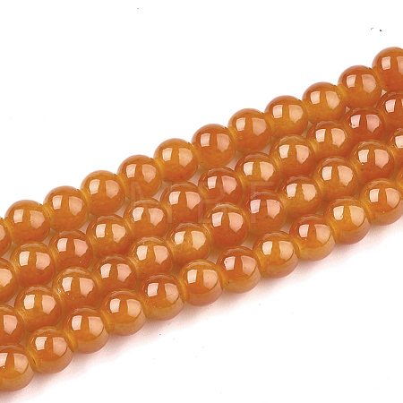 Baking Paint Imitation Jade Glass Round Bead Strands X-DGLA-Q021-6mm-12-1