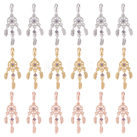 18Pcs 3 Colors Rack Plating Alloy European Dangle Charms FIND-DC0001-25-1