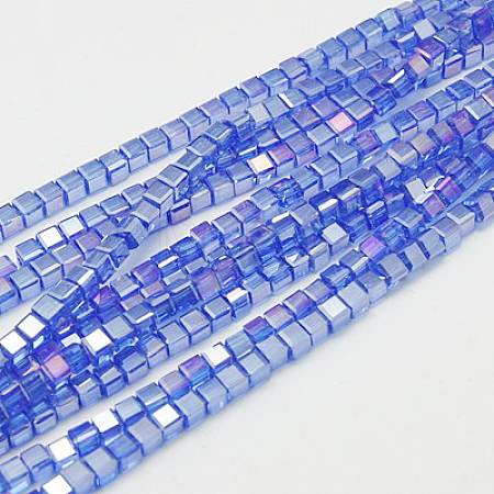 Electroplate Glass Beads Strands EGLA-D018-8x8mm-79-1