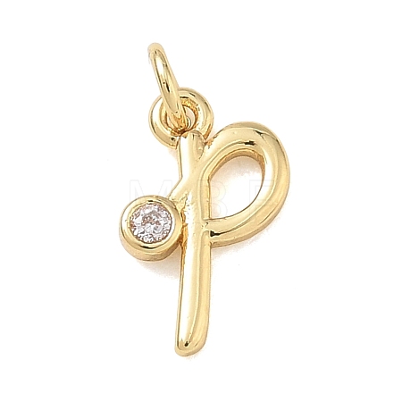 Brass Micro Pave Clear Cubic Zirconia Charms KK-D289-66G-P-1