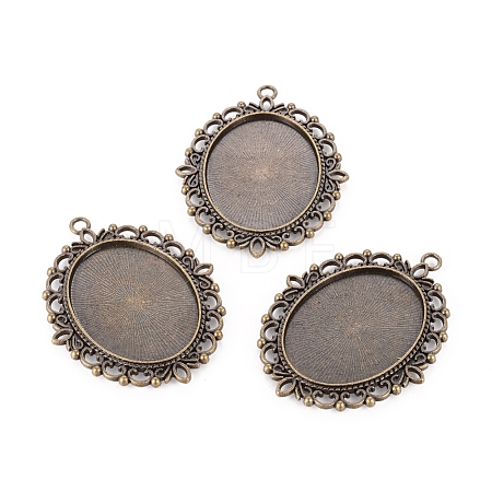 Tibetan Style Oval Pendant Cabochon Settings X-TIBE-473-AB-NR-1