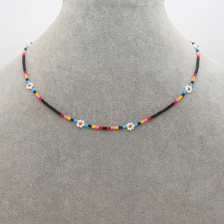 Vintage Round Glass Seed Beaded Necklaces for Women KY5585-3-1
