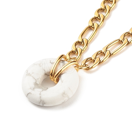 Natural Howlite Donut Pendant Necklace NJEW-JN03815-05-1