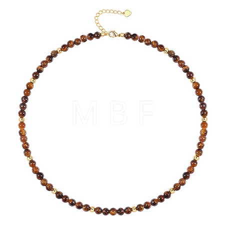 Bohemian 5mm Natural Tiger Eye Round Beaded Necklaces for Women LS-MF9684-2-1