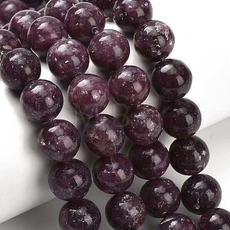 Natural Lepidolite/Purple Mica Stone Beads Strands G-H335-B03-12mm-A-1