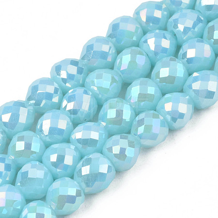 Electroplate Opaque Solid Color Glass Beads Strands EGLA-N002-26-A01-1
