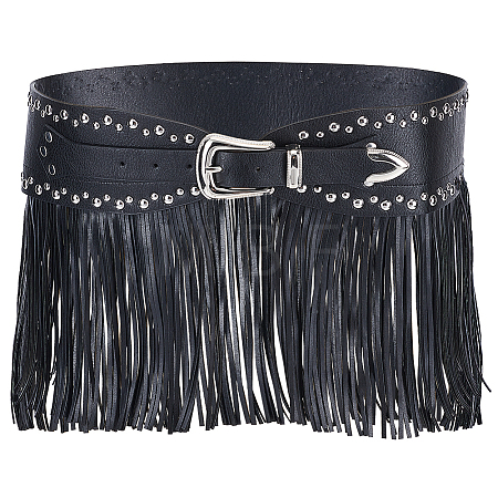 1Pc Adjustable PU Leather Waist Tassel Belts AJEW-CL0005-13-1