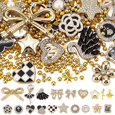 Plastic & ABS Plastic Imitation Pearl & Alloy Cabochons &  Alloy Pendants & Acrylic Beads Findings Kits DIY-SC0033-94-1