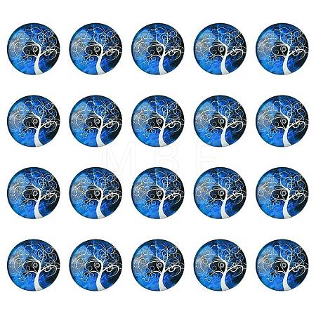Half Round/Dome Tree Pattern Glass Flatback Cabochons for DIY Projects GGLA-YW0001-14K-1