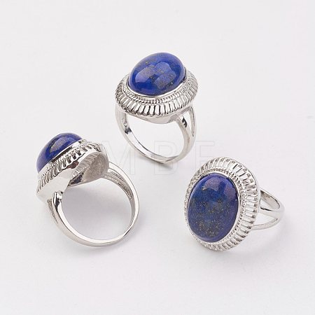Natural Lapis Lazuli Finger Rings X-RJEW-P122-18-1
