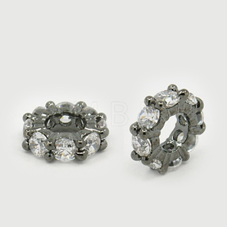 Brass Cubic Zirconia European Beads ZIRC-F001-101B-1