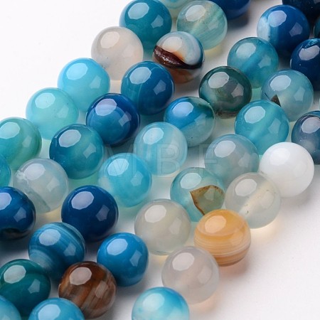 Natural Striped Agate/Banded Agate Beads Strands G-D845-01E-10mm-1