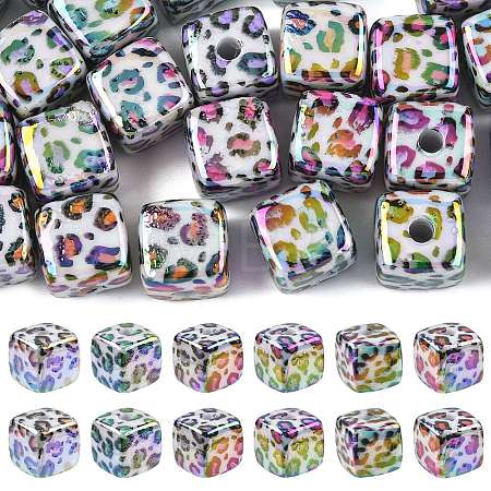 30Pcs UV Plating Opaque Acrylic Beads OACR-FS0002-56-1