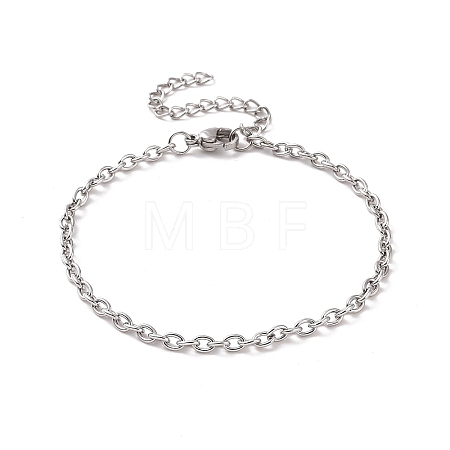 Non-Tarnish 304 Stainless Steel Cable Chain Bracelet for Men Women BJEW-E031-01P-08-1
