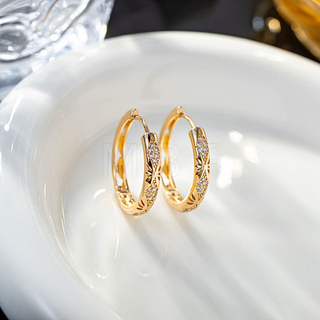 Brass Micro Pave Cubic Zirconia Hoop Earrings FS-WGC6509-01-1