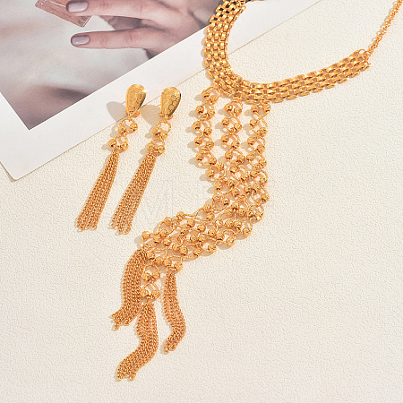 Vintage Middle Eastern Alloy Long Tassel Necklace & Earrings Sets for Women ES4853-1