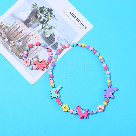 Plastic & Wood Beaded Necklaces & Beaded Bracelets Sets WG31E53-17-1
