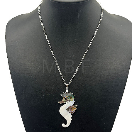 Alloy Pave Natural Colorful Abalone Shell Pendant Vintage Statement Necklaces HC0064-7-1