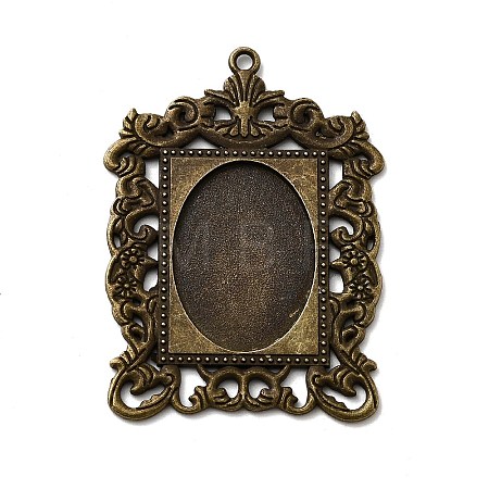 Rectangle Tibetan Style Alloy Big Pendant Cabochon Settings X-PALLOY-K109-77AB-NR-1