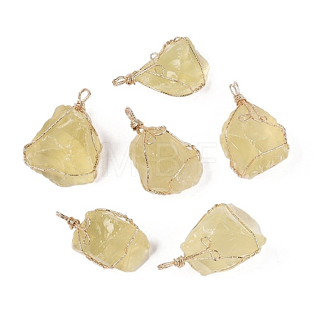 Raw Rough Natural Yellow Quartz(Heated) Big Pendants G-Q606-07-1