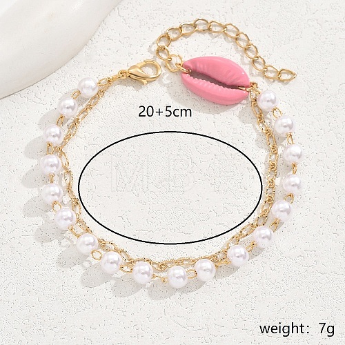 Imitation Pearl & Shell Charm Anklets KO9464-1