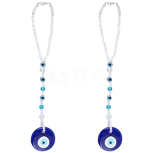 Resin Flat Round with Evil Eye Car Pendant Lucky Hanging Decor HJEW-AB00015-1