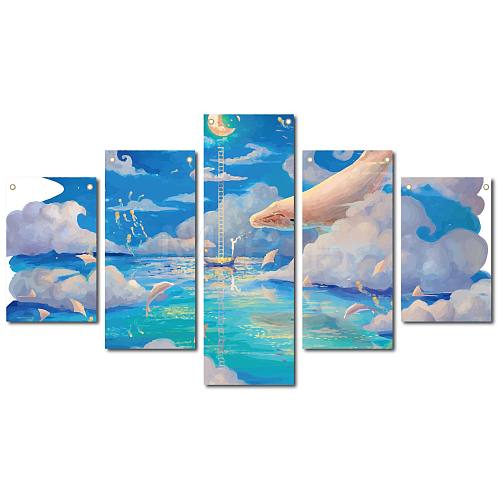 Printed Cloth Hanging Wall Decorations HJEW-WH0180-003-1